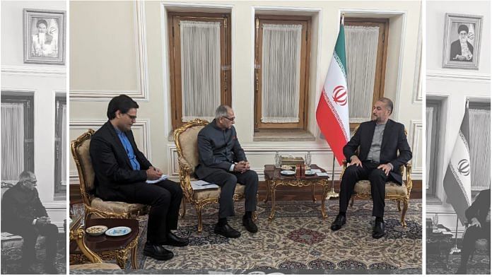 Foreign Secretary Vinay Kwatra with Iran's Minister of Foreign Affairs Hossein Amirabdollahian in Tehran, Sunday | X @MEAIndia