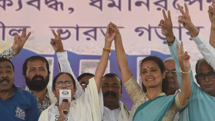 File photo of West Bengal CM Mamata Banerjee and TMC MP Mahua Moitra | ANI
