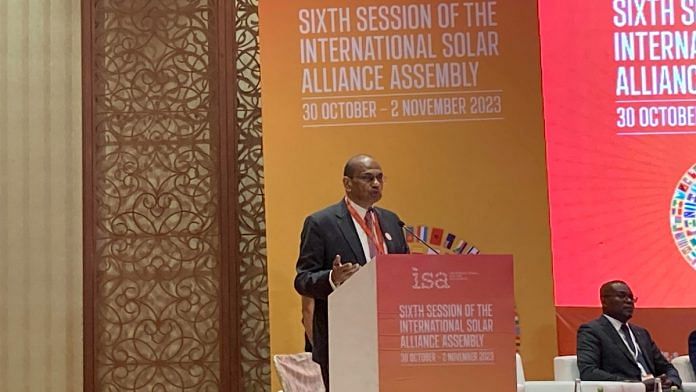 International Solar Alliance Director General Ajay Mathur at a press conference during the sixth session of the ISA assembly, in New Delhi Tuesday | Keshav Padmanabhan | ThePrint