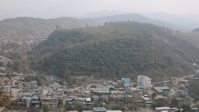The border town of Zokhawthar surrounding the hills of Myanmar where gunfight broke out between Chin armed groups and Myanmar Army | Credit: Rajeev Bhattacharyya