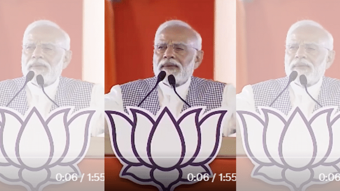 A screengrab of PM Modi speaking at the ‘BC Aatma Gourava (self-respect) Sabha’ in Hyderabad’s LB Stadium, Tuesday | X: @BJP4Telangana