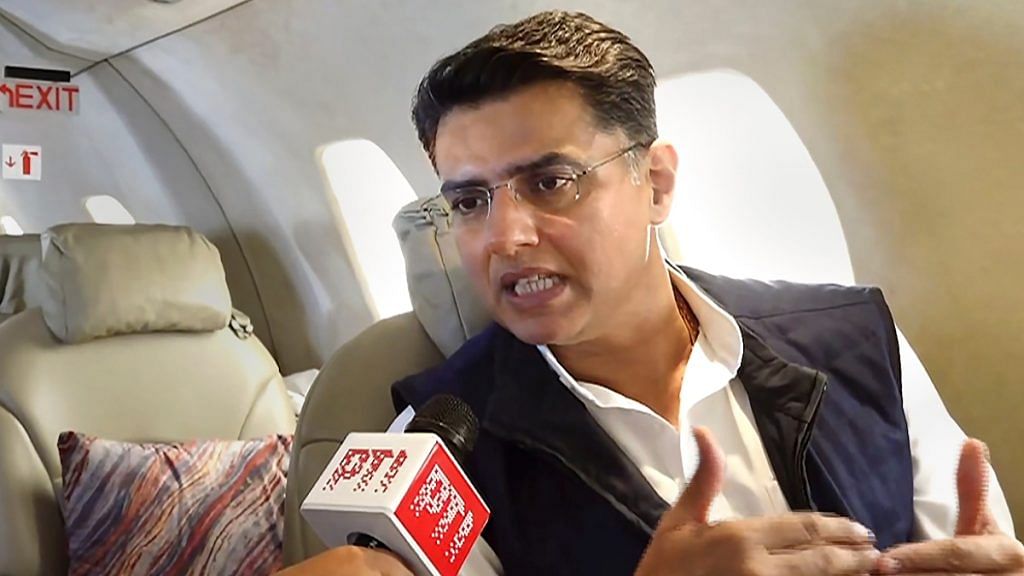 Congress leader Sachin Pilot speaks during an interview with PTI, in Indore, on 14 Nov 2023 | PTI