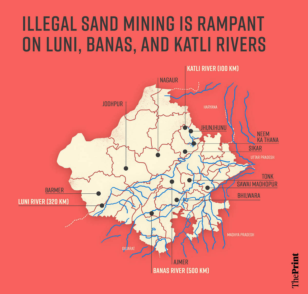 Illegal sand mining in 3 Rajasthan rivers 