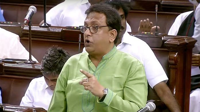 Trinamool Congress (TMC) MP Santanu Sen speaks in Rajya Sabha during the Monsoon Session of Parliament | ANI file photo