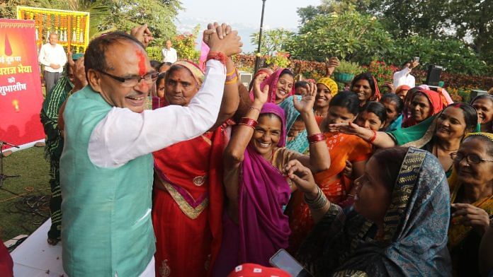Madhya Pradesh Chief Minister with Ladli Behna beneficiaries on the occasion of Bhai Dooj Wednesday | By special arrangement