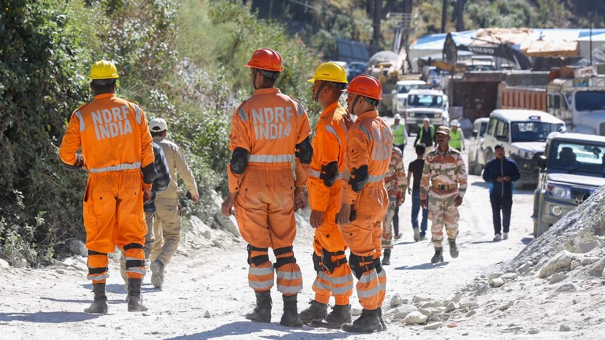 NDRF personnel at tunnel site | Suraj Singh Bisht | ThePrint