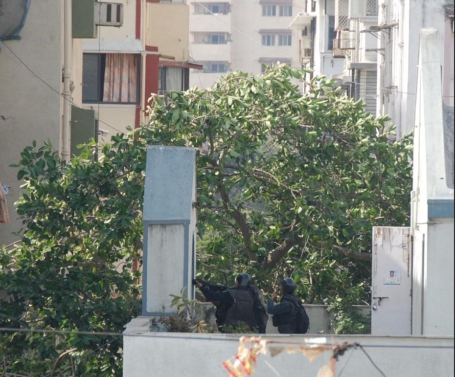 Sundeep Sen with a commando on Nariman House's rooftop