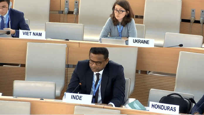 Screengrab of Mohammed Hussain speaking at the Universal Periodic Review (UPR) at the United Nations Human Rights Council (UNHRC) Friday | Courtesy: United Nations