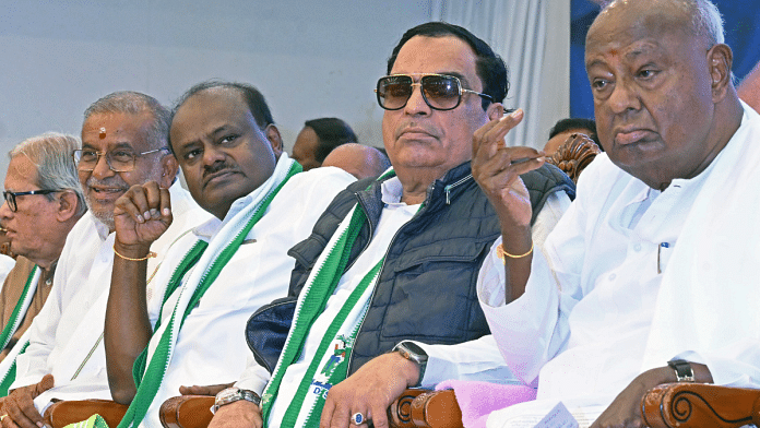 JD(S) leader C.M.Ibrahim (wearing sunglasses) was suspended by party supremo H.D. Deve Gowda | ANI file photo