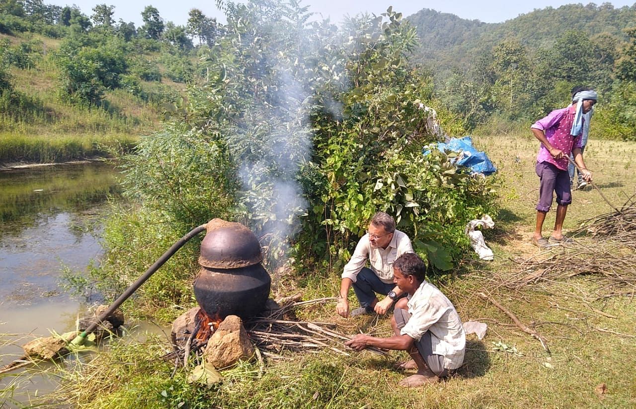 Traditional way of producing mahua liquor | Iram Siddique, ThePrint