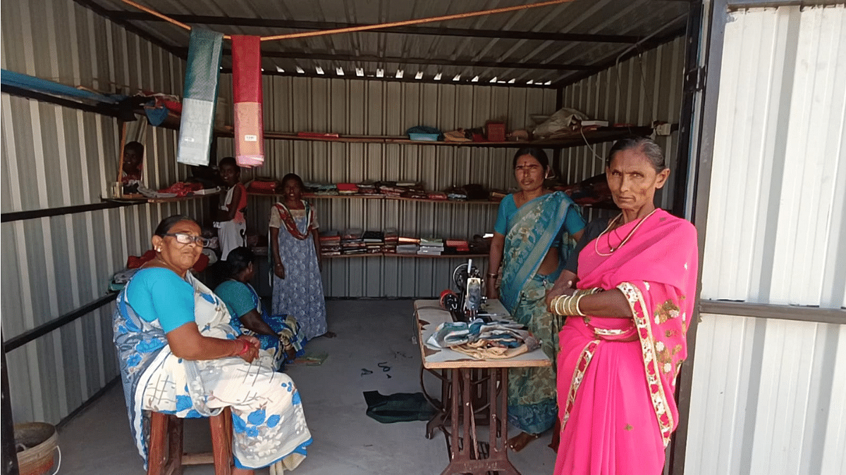 Women at a cloth tailoring centre in the SC colony, Vangara | Prasad Nichenamelta | ThePrint 