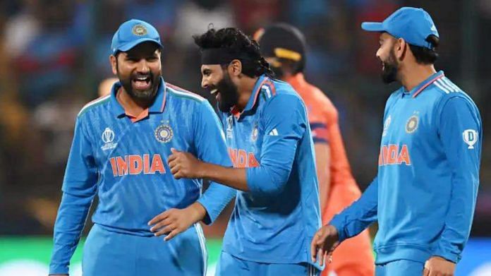 Ravindra Jadeja and teammates celebrate the wicket of Netherlands' Roelof Van Der Merwe | ANI file photo