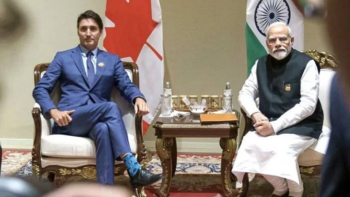 File photo of PM Narendra Modi with Canadian Prime Minister Justin Trudeau | ANI