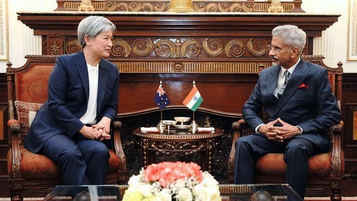 External Affairs Minister S Jaishankar with Penny Wong, foreign minister of Australia, at Hyderabad House in New Delhi, Tuesday | ANI