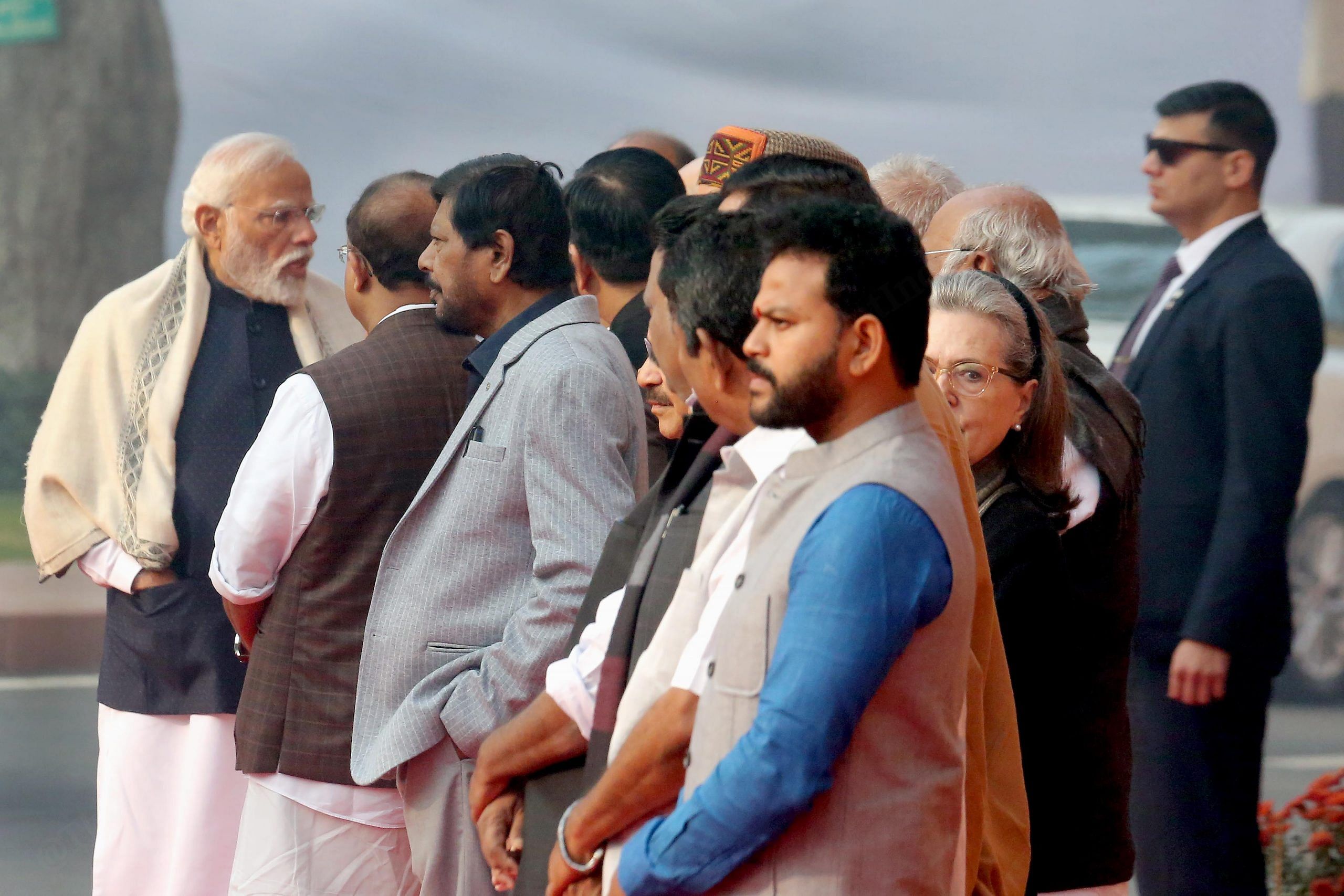 Prime Minister Narendra Modi arrives at Parliament during a tribute ceremony at the Samvidhan Sadan | Praveen Jain | ThePrint