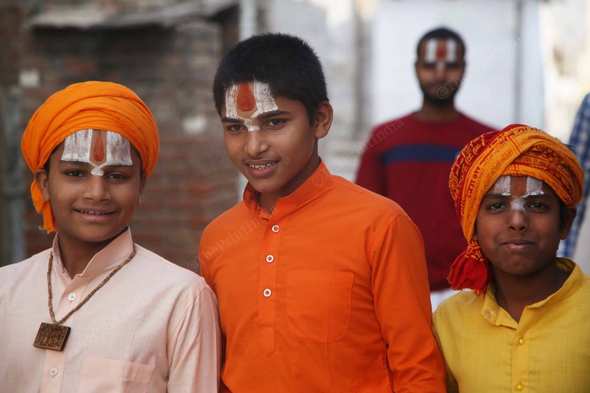 Chote pandits(younger siants) going to Ram Janambhoomi | Photo: Manisha Mondal | ThePrint