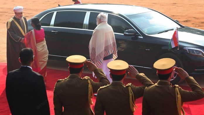 President Droupadi Murmu,PM Modi receives Sultan Haitham bin Tarik at Rashtrapati Bhavan | Photo: Praveen Jain | ThePrint