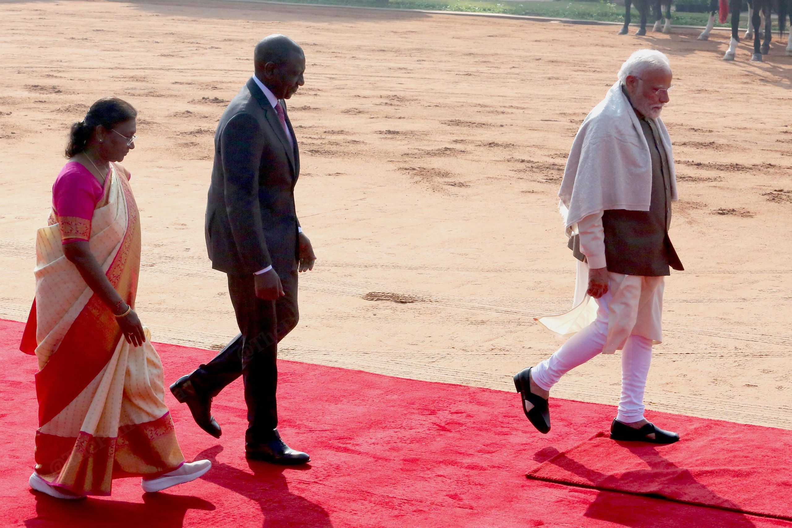 President Murmu and PM Modi accompanying Kenyan President William Ruto | Praveen Jain | ThePrint