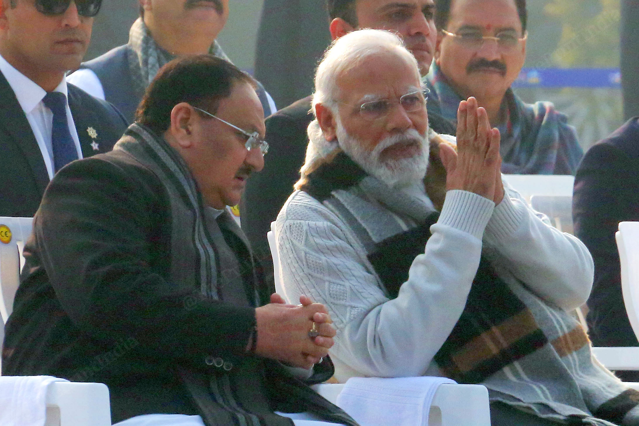 Prime Minister Narendra Modi with BJP National President J.P Nadda at Sadaiv Atal on the occasion vajpayee birth anniversary | Photo: Praveen Jain | ThePrint