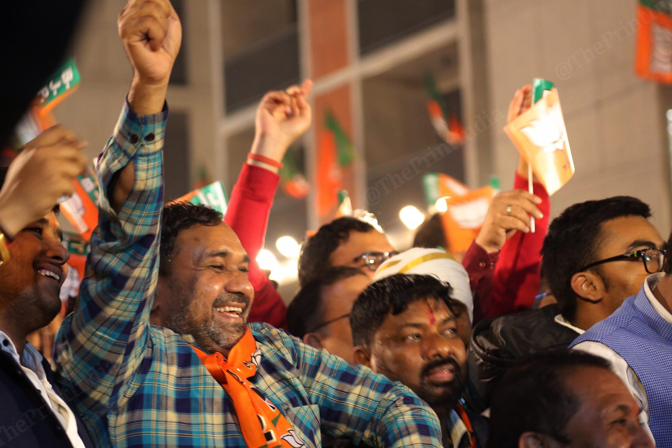 BJP supporters at BJP HQ during the PM speech | Praveen Jain | ThePrint
