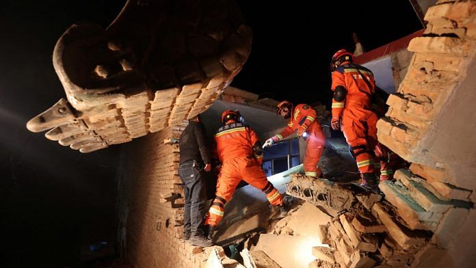 Rescue workers conduct search and rescue operations at Kangdiao village following the earthquake in Jishishan county, Gansu province, China December 19, 2023 | China Daily via Reuters