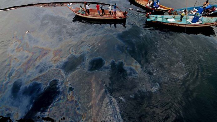 Clean-up under way in the Ennore creek after the oil spill earlier this month | ANI