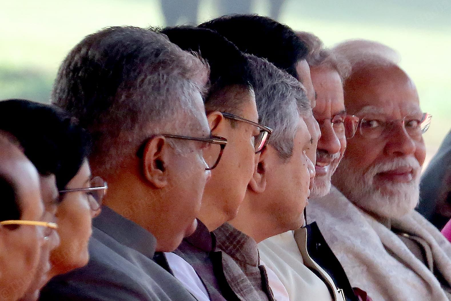 Prime Minister Narendra Modi with his cabinet colleagues ahead of ceremonial welcome at Rashtrapati Bhavan | Praveen Jain | ThePrint
