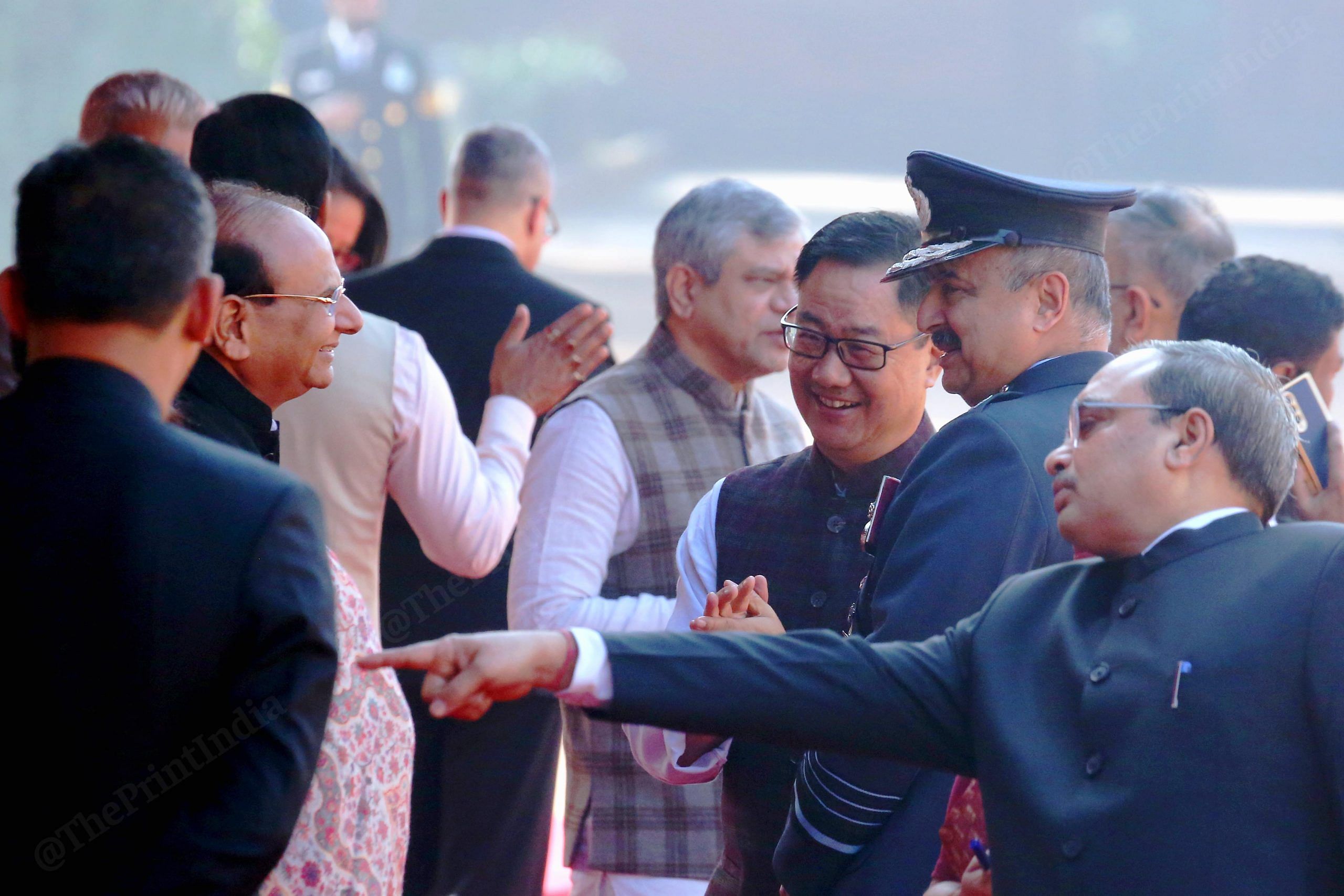 Delhi L-G V.K. Saxena with Union Minister Kiren Rijiju and Air Chief Marshal V.R. Chaudhari | Praveen Jain | ThePrint