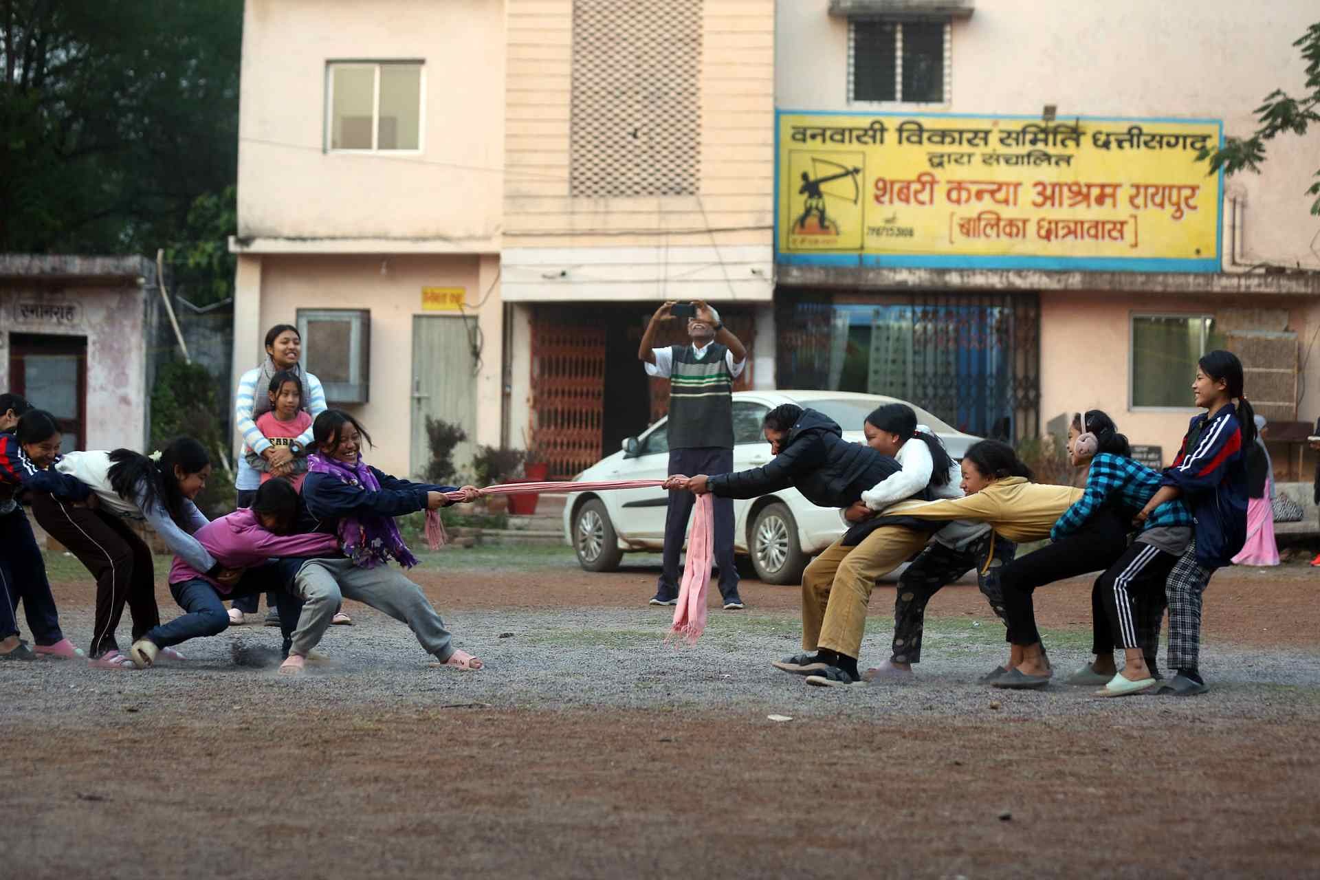 A game of tug-of-war at the Shabri Kanya Ashram | Suraj Singh Bisht | ThePrint