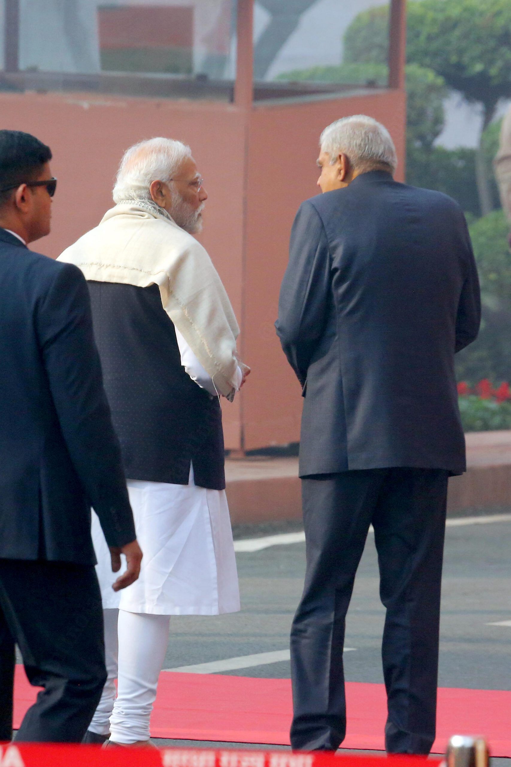 Vice-President Jagdeep Dhankhar and PM Narendra Modi after paying tributes to the Martyrs who laid down their lives while defending the Parliament, in Parliament House Complex | Praveen Jain | ThePrint