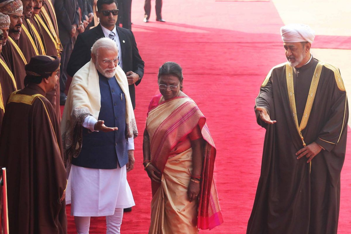 PM Modi, President Murmu and Sultan after introduction | Photo: Praveen Jain | ThePrint