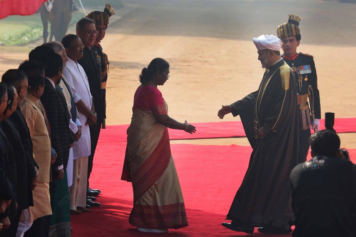 After Guard of honour, President Murmu introduces Indian delegates to Sultan | Photo: Praveevn Jain | ThePrint