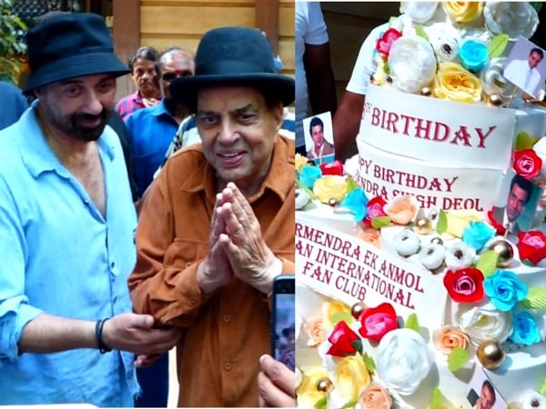 Dharmendra Celebrates Birthday With Fans, Sunny Deol, Cuts Giant Cake ...