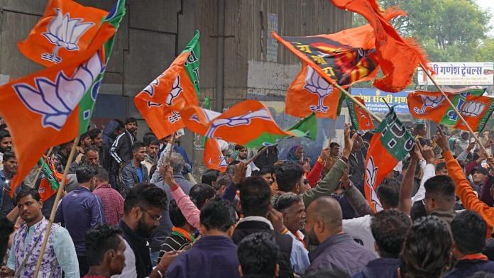 BJP supporters celebrate the party's lead in the Rajasthan Assembly elections | Representational image | ANI photo