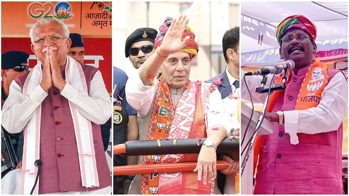 Senior BJP leaders Manohar Lal Khattar, Rajnath Singh, and Arjun Munda | Pic credit: X/@mlkhattar@rajnathsingh@MundaArjun
