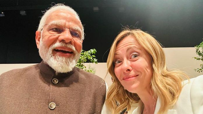 Giorgia Meloni with Indian Prime Minister Narendra Pradesh | X (formerly Twitter) /@GiorgiaMeloni