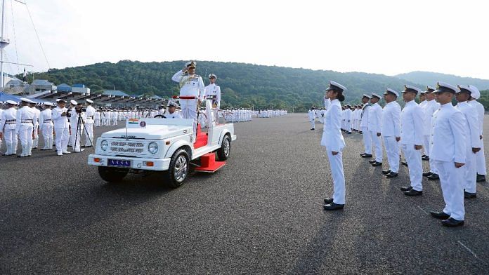 Navy Chief Admiral R Hari Kumar inspects the INA Passing out Parade in Ezhimala | Representational image | ANI