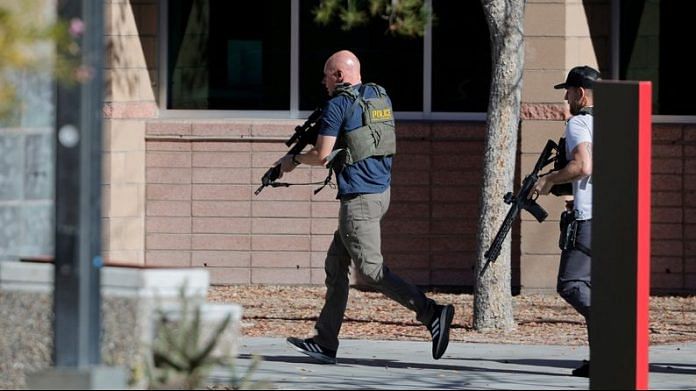 Law enforcement officers head into UNLV campus after reports of an active shooter in Las Vegas, Nevada, US, on 6 Dec 2023 | Steve Marcus/Las Vegas Sun via Reuters