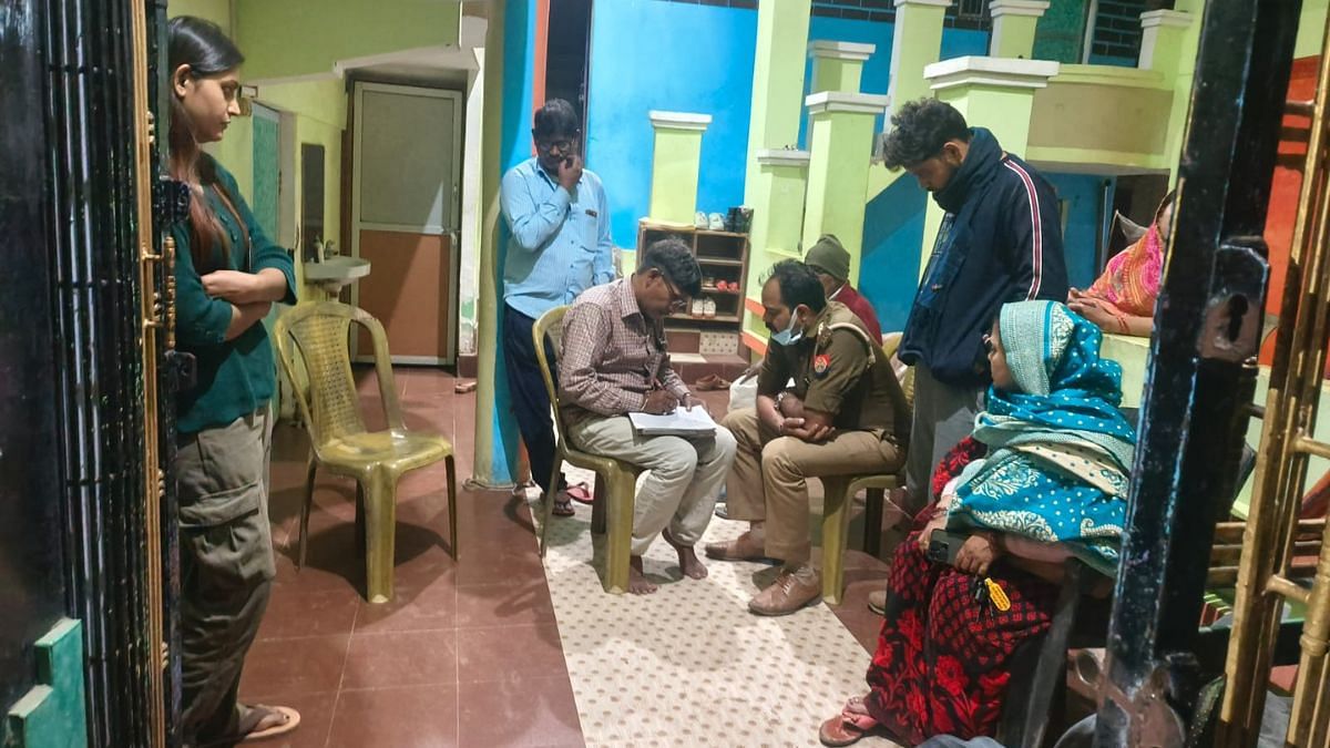 A team of Varanasi Police during the search at the house in Madarwa | Photo credit: Special arrangement