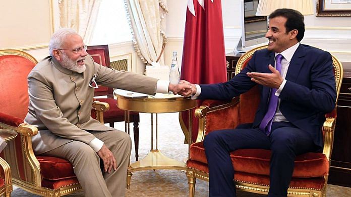 File photo of Prime Minister Narendra Modi and Emir of Qatar, Tamim bin Hamad Al Thani, in New York | ANI