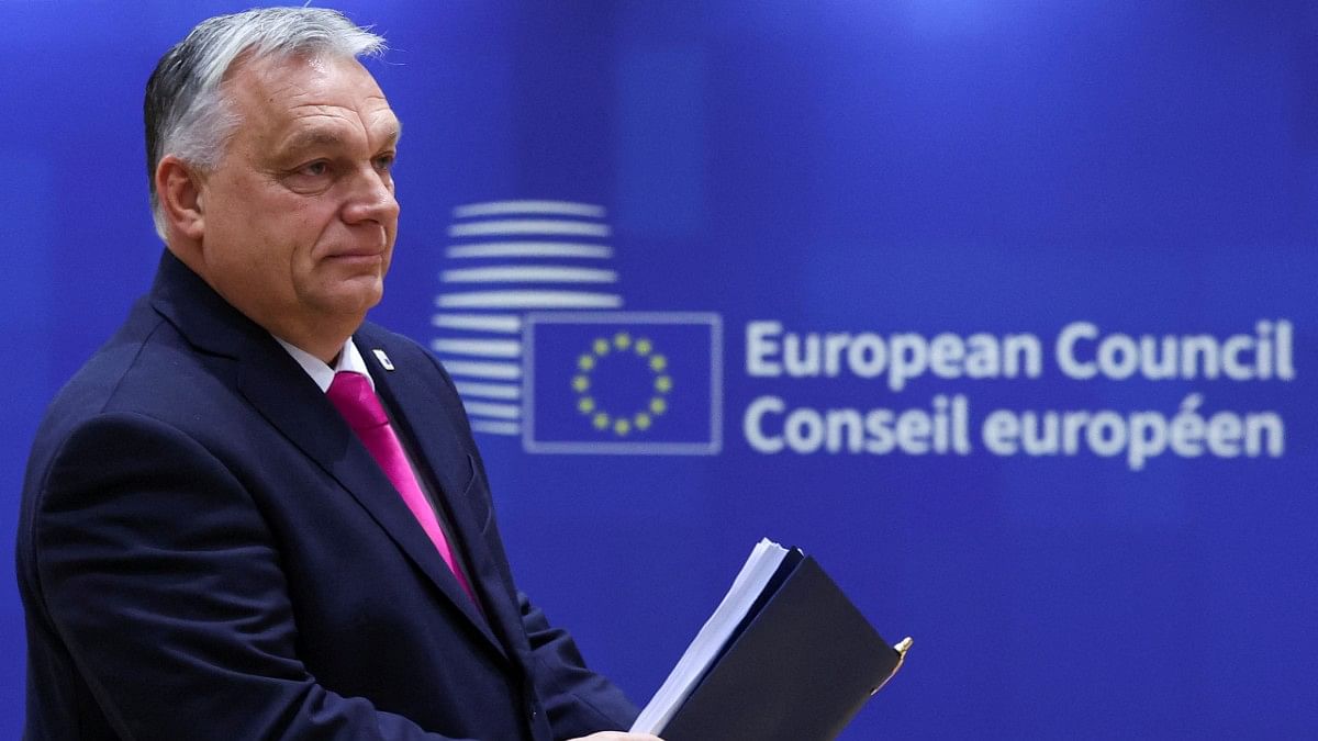 Hungary's Prime Minister Viktor Orban at EU leaders summit, in Brussels, Dec 14, 2023 | Yves Herman/Reuters