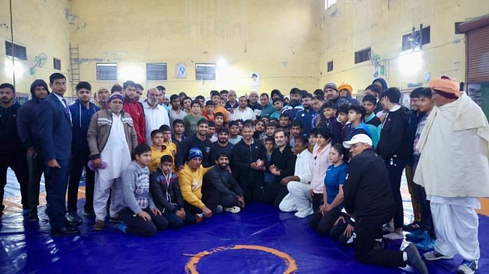 Congress leader Rahul Gandhi with wrestlers in Haryana's Jhajjar | X (formerly Twitter)/@RahulGandhi