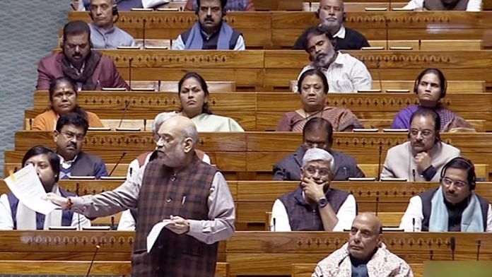 Union Home Minister Amit Shah speaks in the proceedings of Lok Sabha during the Winter Session of Parliament in New Delhi on Wednesday | ANI