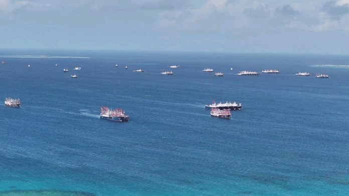 File photo of Chinese militia vessels operating at Whitsun Reef in the South China Sea |Philippine Coast Guard/Handout via Reuters