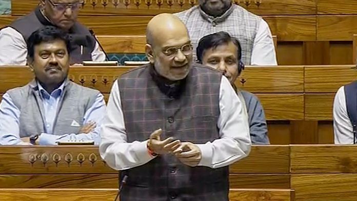Union Home Minister Amit Shah speaks in the Lok Sabha during the Winter session of Parliament in Delhi, on 12 December 2023 | PTI