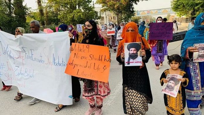 Baloch activists protest against targeted attacks on women in Balochistan (Photo credit: Twitter @BYC_Shaal)