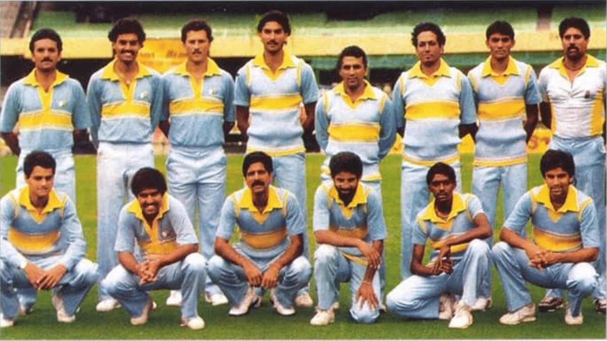 The Indian cricket team that won the 1985 World Championship of Cricket in Australia | Pic credit: X/@chetans1987