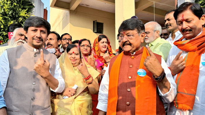 Bharatiya Janata Party (BJP) general secretary and party candidate from Indore-1 constituency Kailash Vijayvargiya shows his ink-marked finger after casting his vote for the Madhya Pradesh Assembly elections in Indore | ANI
