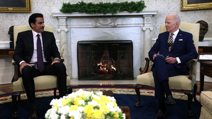 U.S. President Joe Biden holds a bilateral meeting with Qatar's Emir Sheikh Tamim bin Hamad al-Thani in the Oval Office at the White House in Washington, U.S., January 31, 2022 | Reuters