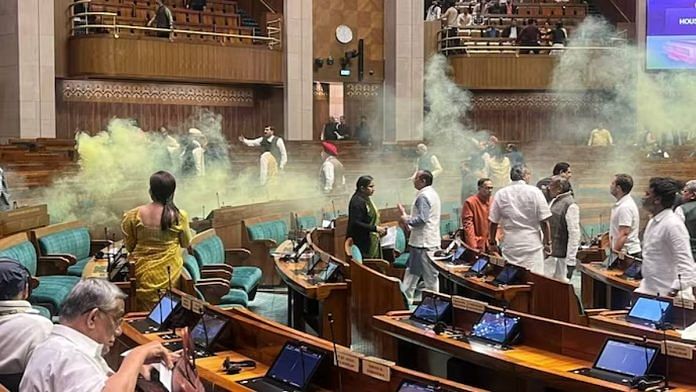 Smoke in the Lok Sabha Wednesday | Photo: X/@DrSenthil_MDRD